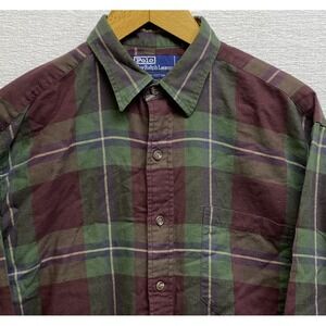 Polo Ralph Lauren Flannel Plaid Button Down Long Sleeve Mens Med ( Read)